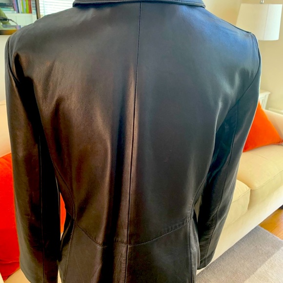 EUC Ann Taylor Black Leather Blazer Sz Medium - Picture 4 of 10